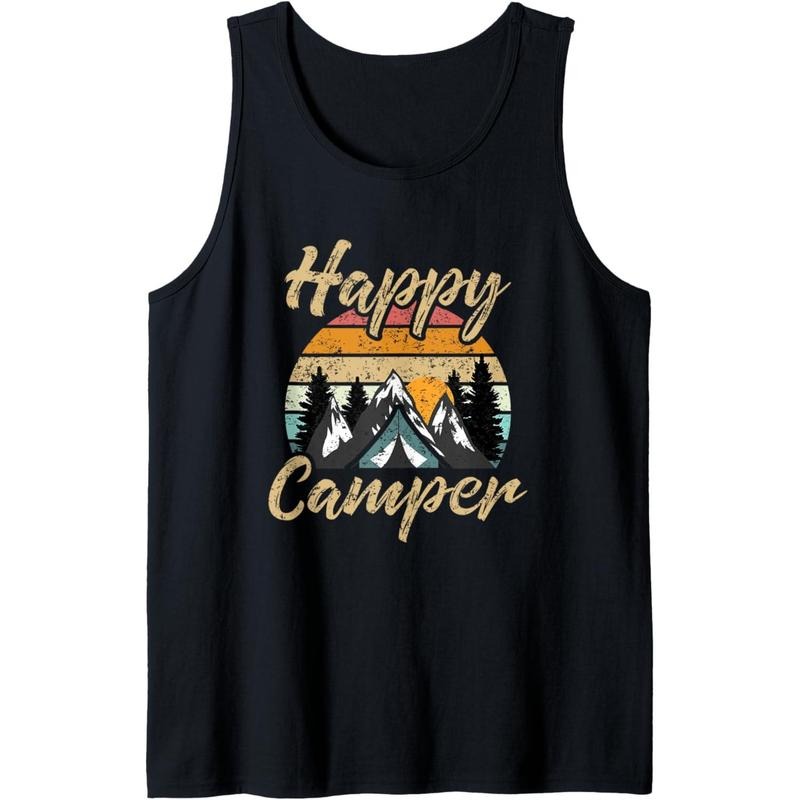 Funny Camping Hiking Lover Present Happy Camper Gift Tank Top Made in USA T-Shirts, Hoodie, Sweatshirt | WearSparks.com