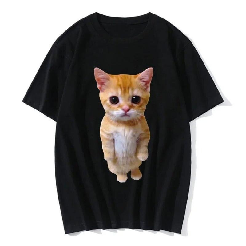 Funny Cat Women Casual T-Shirt Women Men Summer Harajuku T Shirts Girl Boy Casual Fashion Clothes, Cute Tee, Trending Top, All size