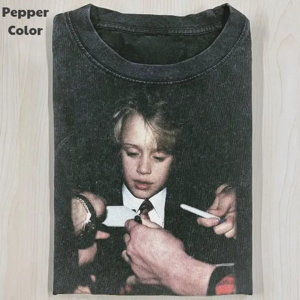 Funny Character Vintage Graphic Tee, Young Macaulay Culkin T-Shirt, Unisex Meme Cringe Funny Shirt, Menswear Womenswear Streetwear Cotton Comfort