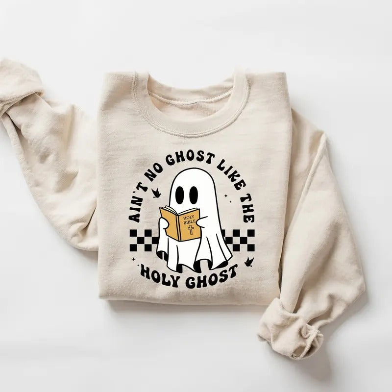 Funny Christian Halloween Sweatshirt, Ghost Reading Halloween Shirt, Religious Halloween Shirt, Cute Ghost Sweatshirt, Funny Halloween Christian Gift Shirt, Christian Apparel, Catholic Halloween Shirt