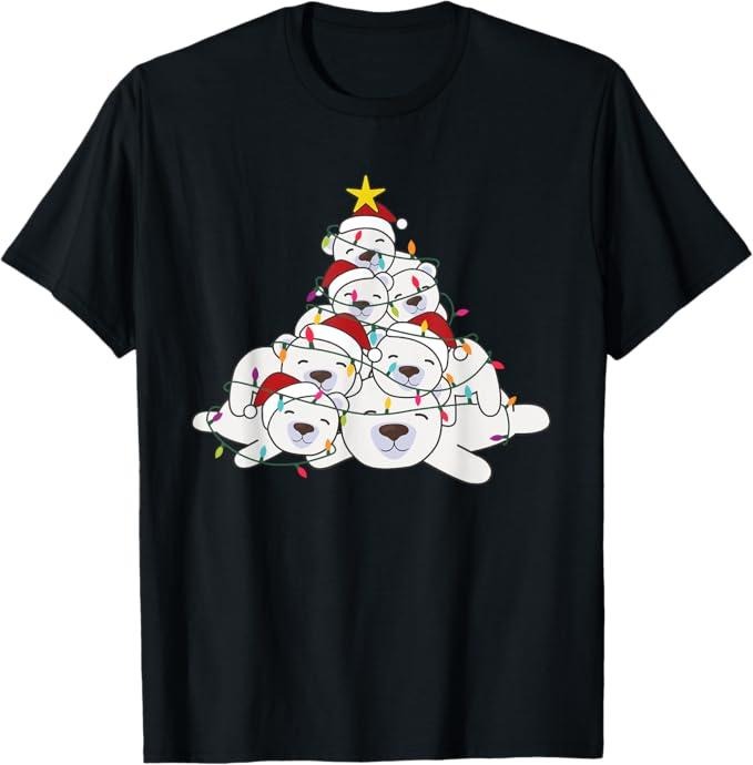 Funny Christmas Shirt, Christmas Gift, Polar Bear Christmas Tree Funny Animal Christmas Polar Bears T-Shirt - Menswear Top
