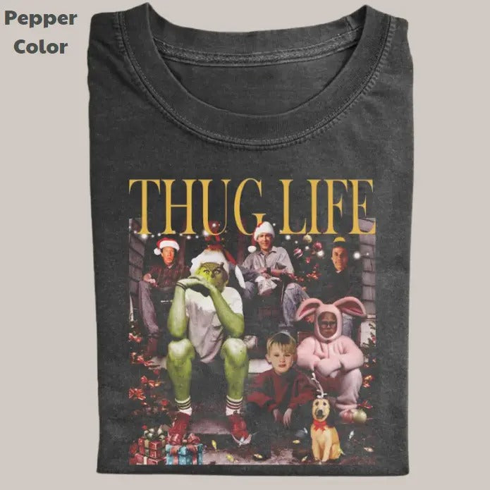 Funny Christmas Vintage Tee, Thug Life Christmas T-Shirt, Movies Graphic Tee, Meme Cringe Funny Dumb Shirt, Menswear Womenswear Streetwear