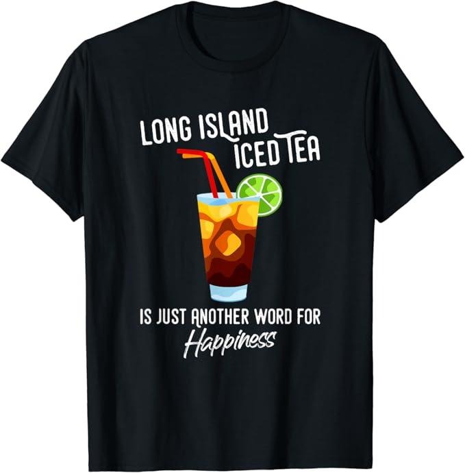 Funny Cocktail Shirts, Long Island Iced Tea Funny Cocktail Happiness T-Shirt | Funny Shirts For Night Out Menswear Casual Classic