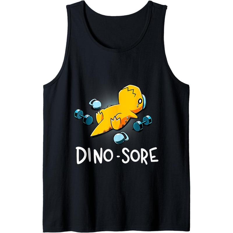 Funny Dinosaur Workout Gym Fitness Lifting, Cute Dino Sore Tank Top Made in USA