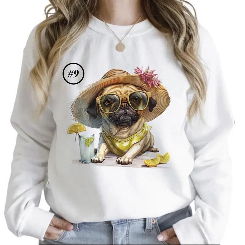 Funny Dogs Summer Sweatshirts Beach Day Hoodie Cocktail Lover Summer T-shirt Hunting Season Unisex 1 Cotton Womenswear