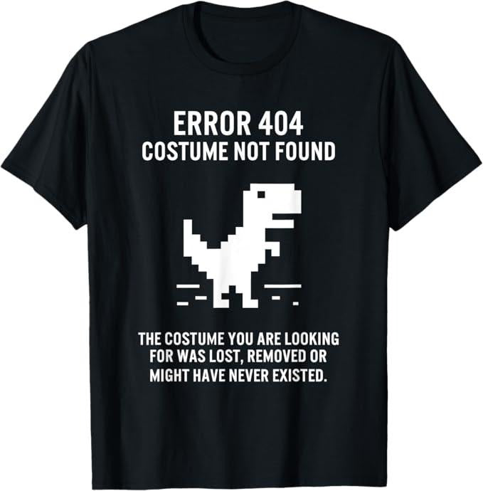 Funny Error 404 Costume Not Found Shirt, Halloween Error 404 Costume Not Found Coding Programmer Geek T-Shirt - Menswear Top