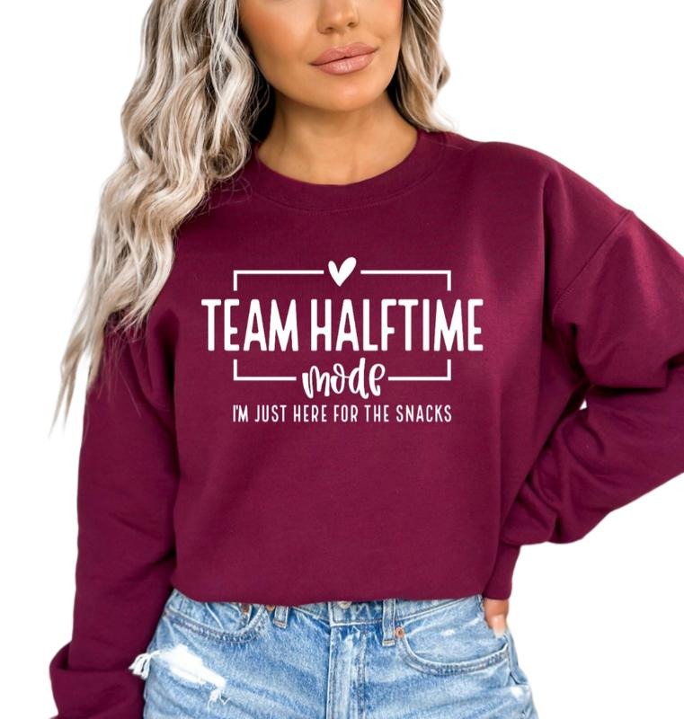 Funny Football Sweatshirt, Team Halftime Crewneck Sweatshirt, Super Bowl Sweatshirt, Game Day Sweatshirt, Football Mom Shirt, Unisex Sweatshirt, Gifts For Football Fan, Long Sleeve Crewneck Shirt, Game Day Sweater, Gifts For Football Season Fit Womenswear