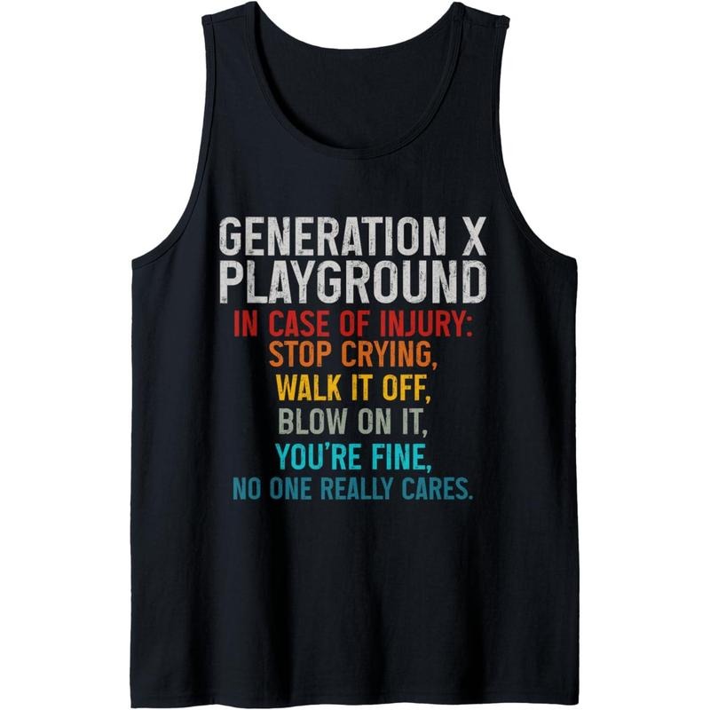 Funny Generation X Playground Retro 80's Gen X 40th Birthday Tank Top Made in USA