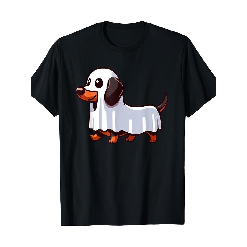 Funny Ghost Dachshund Dog Halloween costume Men's T-shirt, men's T-shirt Made in USA