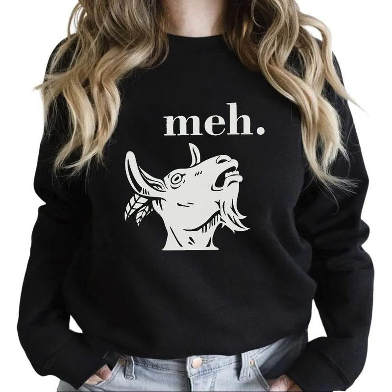 Funny Goat Meh Shirt, Gifts for Goat Lover Cute, Farmer Girl Tee, Farm Animal Shirts, Funny Goat Gifts for Women or Men Cotton Sweatshirt