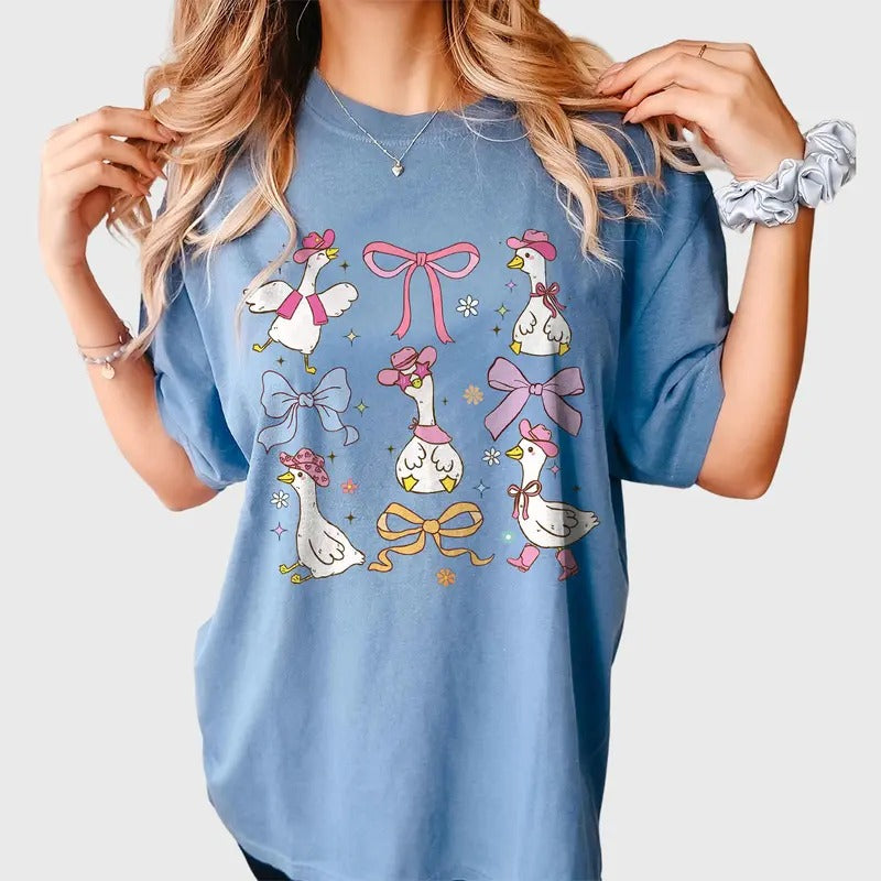 Funny Goose Shirt, Coquette Cowgirl Sweatshirt, Cute Cowgirl Goose Tee, Cowgirl Shirt for Mom, Western Coquette Sweatshirt, Mother's Day Shirt Gift, Birthday Gifts, Duck bow, Tshirt for mom
