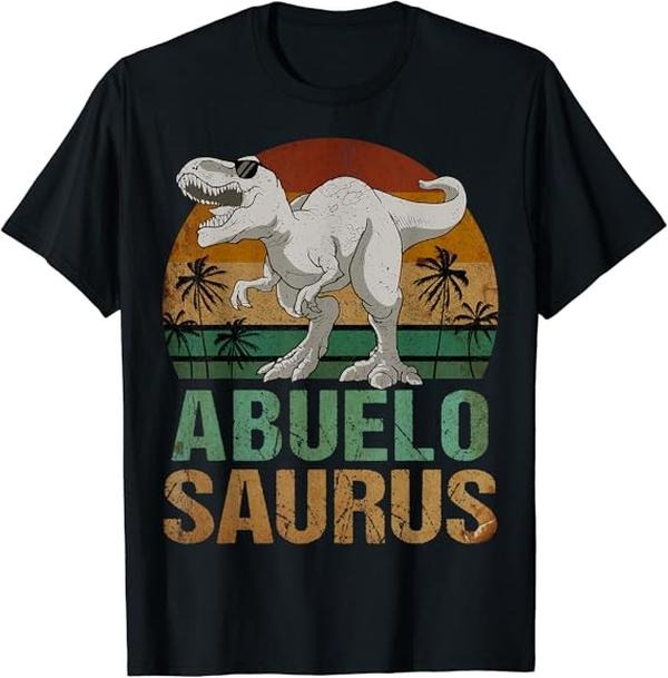 Funny Grandpa Shirt, Gift For Grandfather, Abuelosaurus Dinosaur Abuelo Saurus Vintage T-Shirt Menswear Casual Cotton Top