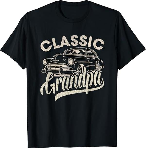 Funny Grandpa Shirt, Gift For Grandfather, Classic Grandpa Funny Saying Car Lover Grandpa T-Shirt Menswear Casual Cotton Top