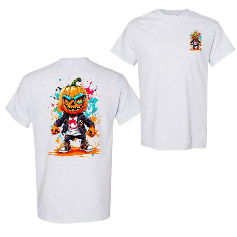 Funny Halloween Carved Pumkin Easy Costume 2 Sides T-Shirt, Unisex T-Shirt For Men And Women, Trendy Shirt