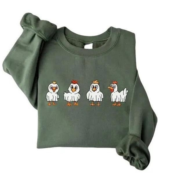 Funny Halloween Chicken Sweatshirt, Spooky Chicken Shirt, Chicken Crewneck, Halloween Chicken Lover Sweater, Funny Farmer...