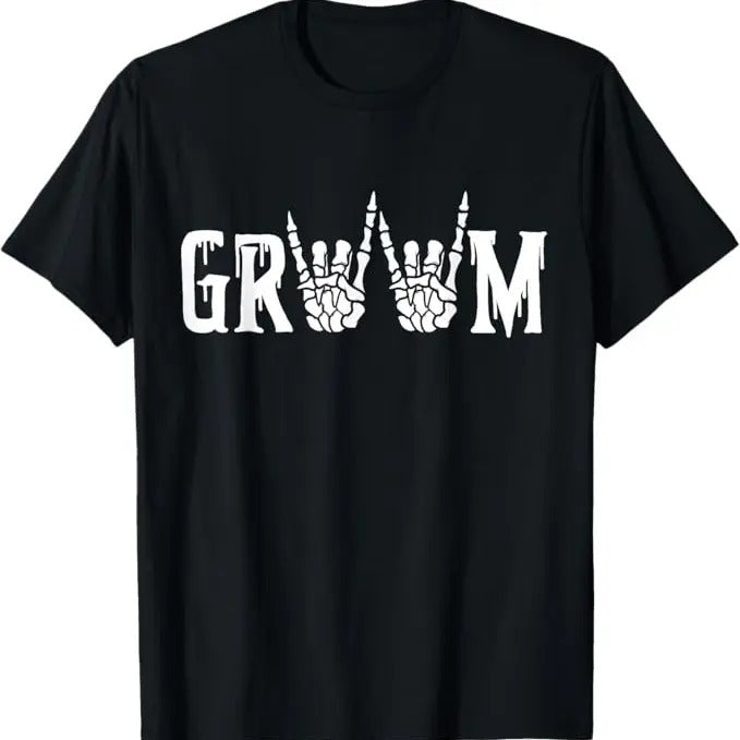 Funny Halloween Shirts For Men, Gothic Skeleton Groom Wedding Just Married Spooky Halloween T-Shirt Menswear - Available from size S to 5XL