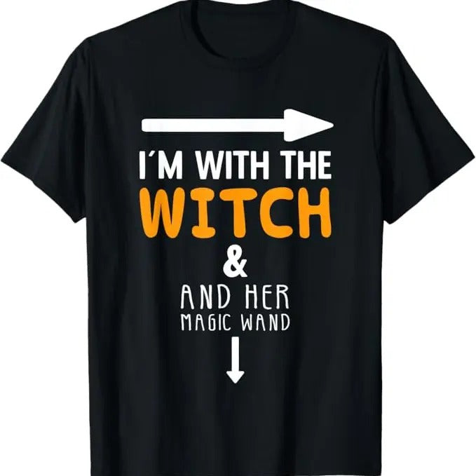 Funny Halloween Shirts For Men, I'm With The Witch Funny Halloween T-Shirt Menswear - Available from size S to 5XL