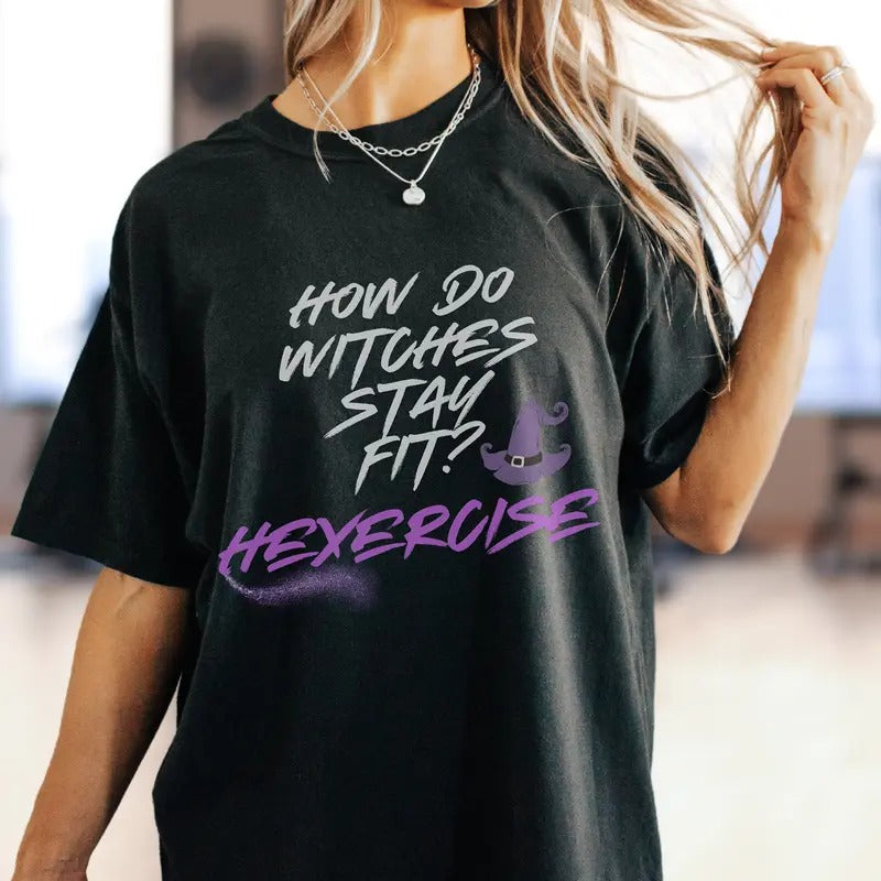Funny Halloween Witch Pun Tshirt For Gym Cute Gym Oversized Shirt For Witches Pump Cover Tshirt For Cardio Exercise Witch Pun Tshirt Gift