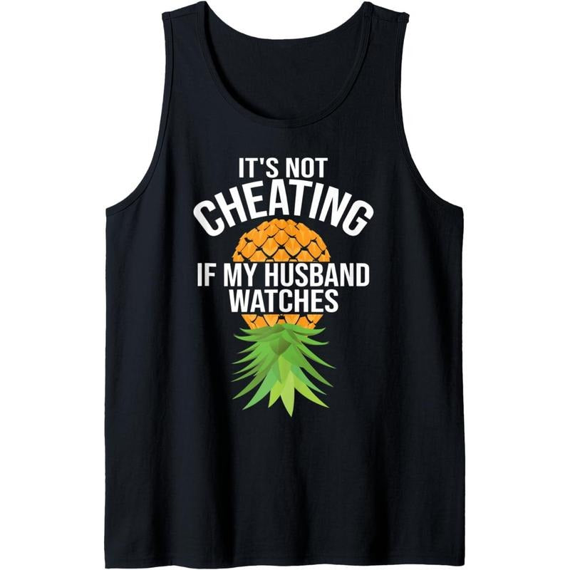 Funny It's Not Cheating If My Husband Watches Gift Women Tank Top Made in USA