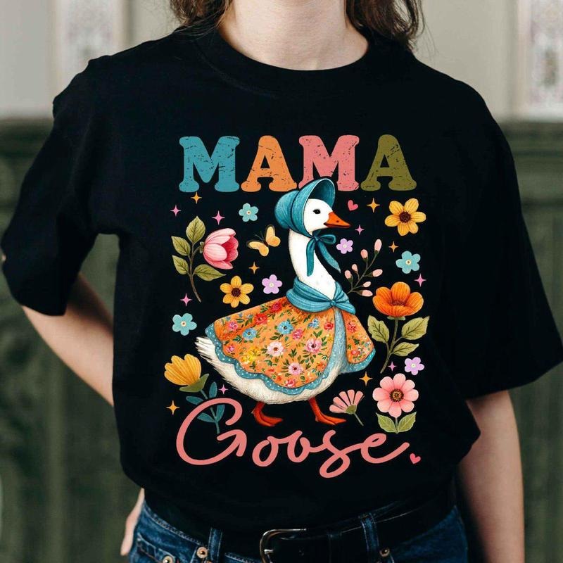 Funny Mama Goose Shirt, Floral Goose Mama Shirt, Boho Floral Mama Shirt, Coquette Mama Shirt, Vintage Mama Shirt,Mama goose Shirt,Mothers day