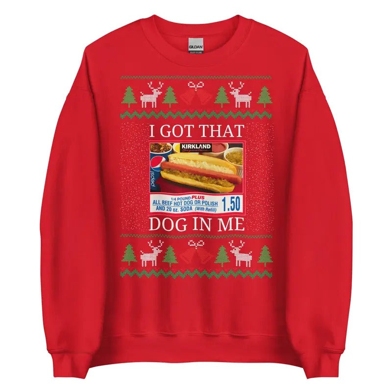 Funny Meme I Got That Dog In Me Ugly Christmas Shirt, Costco Kirkland Signature Holiday Party Shirt, Retro Christmas Gift, Vintage Humorous Quote Tee