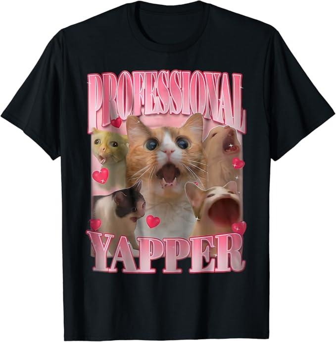 Funny Meme Shirts For Men, Professional Yapper Cat Funny Oddly Specific Meme T-Shirt Menswear Top Hoodie, Sweatshirt