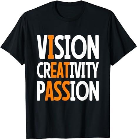 Funny Men Shirts, Vision Creativity Passion Funny Meme Humor T-Shirt Menswear Top Casual Cotton Fashion Basic