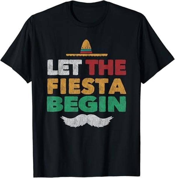 Funny Mexican Shirts, Fiesta Mexican Party Funny Cinco De Mayo T-Shirt Menswear Top Casual Classic