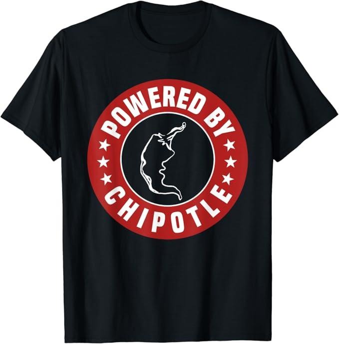 Funny Mexican Shirts, Funny Powered By Chipotle Design Chili Pepper T-Shirt Menswear Top Casual Classic Hoodie, Sweatshirt