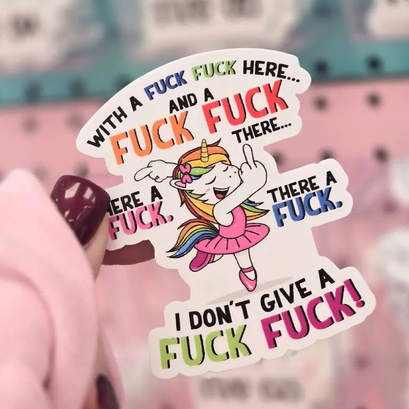 Funny Middle Finger Unicorn Vinyl Sticker