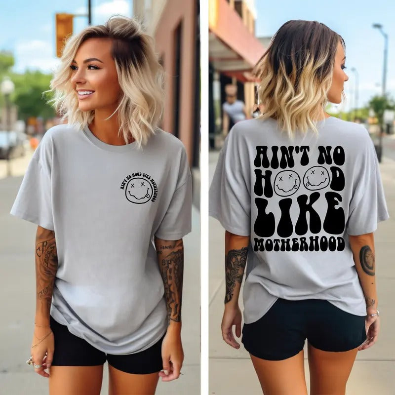 Funny Mom Svg Png Ain't No Hood Like Motherhood Funny Mothers Day Trendy Mom Png Sarcastic Retro Sublimation Front Back Svg Mom Life Svg TK62GN