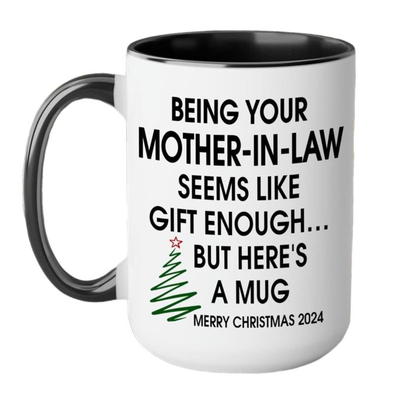 Funny Mother In Law Coffee Mug, Unique 2024 Christmas Gifts, Funny Daughter In Law Cup, Xmas Gift 2024 Cup, Mother In Law Mug, 11 15oz Ceramic Cup