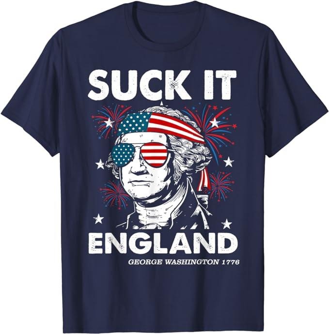 Funny Patriotic Shirts, Suck-It England Funny 4th July Shirt Menswear Top Casual Cotton Casual Cotton