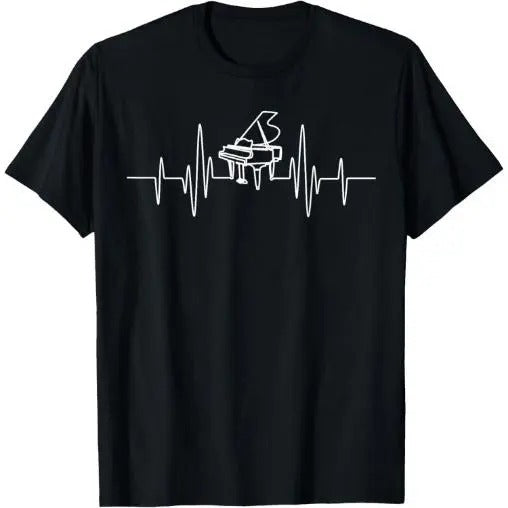 Funny Piano Heartbeat Keyboard For Piano Player Men T-Shirt Made in USA