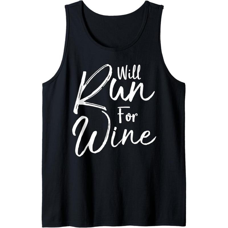 Funny Running Quote for Women Cute Runners Will Run for Wine Tank Top Made in USA