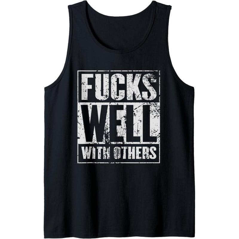 Funny Swinger tshirt sexy couple's t fucks well with others Tank Top Made in USA