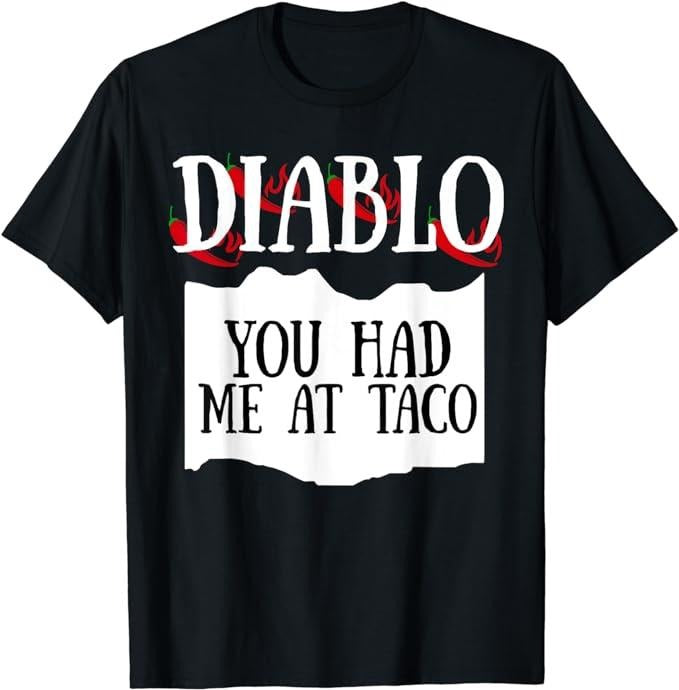 Funny Taco Shirts, Gifts For Mexican Food Lovers, Funny Hot Taco Sauce Group Halloween Costume Diablo Sauce T-Shirt Menswear Top Casual Classic