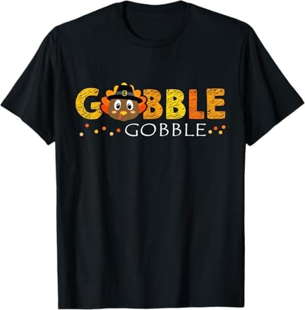 Funny Thanksgiving Shirts, Gobble Turkey Pilgrim Little Thanksgiving T-Shirt - Menswear Top