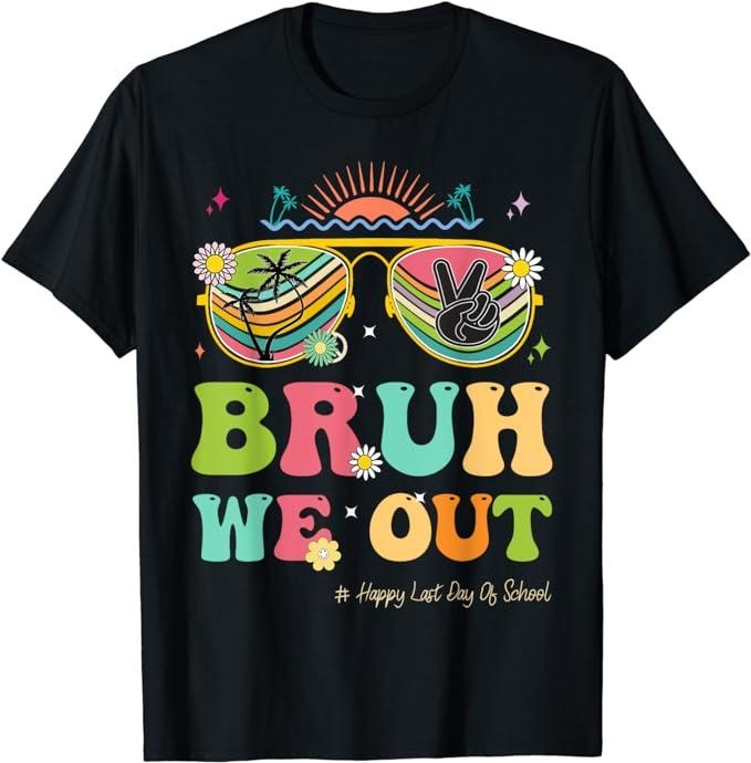 Funny Vacation Shirt, Bruh We Out Funny Last Day Of School Teacher Boy Girl Summer T-Shirt Menswear Casual Cotton