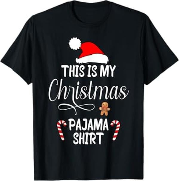 Funny Xmas Men Women Family T-Shirt, This Is My Christmas Pajama Funny Santa Xmas Holiday T-Shirt - Menswear Top