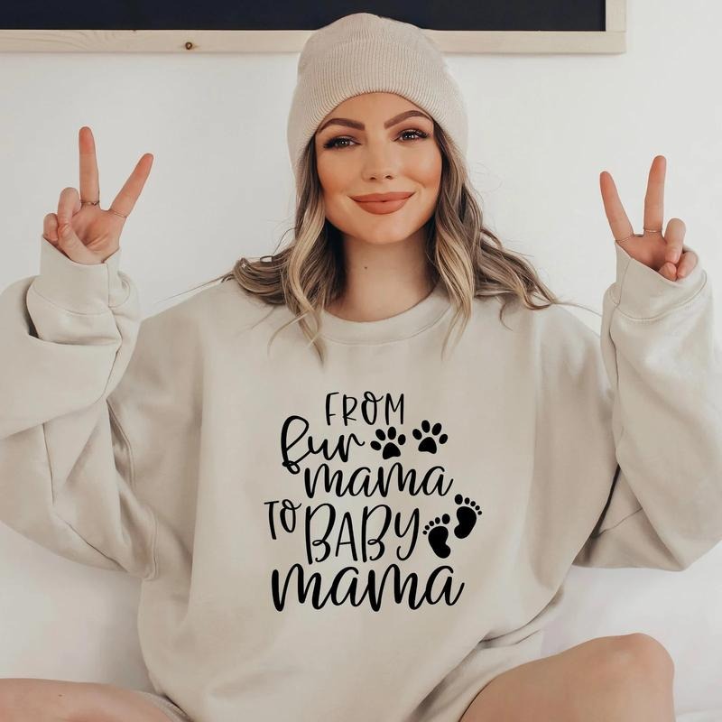 Furry Mom to Baby Mom Sweatshirt Pregnant Sweatshirt Gift for Mom-to-be Sweater for New Mom Pregnancy Reveal Shirt Baby Announcement