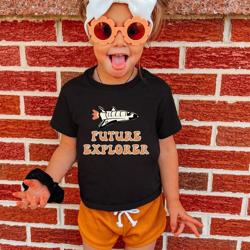 Future Explorer, Toddler T-Shirts & Baby Bodysuits, Graphic Infant Clothes, Cute Baby Shower Gift, Trendy Kids Apparel, Soft Cotton Outfits