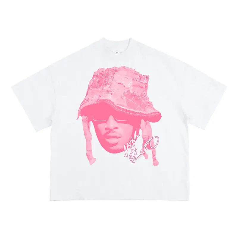 Futureee PINK Cute Big Face Graphic Rap Tee Shirt