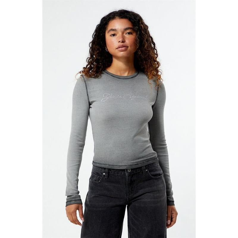 GUESS Originals Women's Rhinestone Long Sleeve T-Shirt