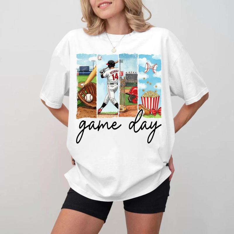 Game Day Baseball Scene T-shirt, Unisex Cotton Crewneck