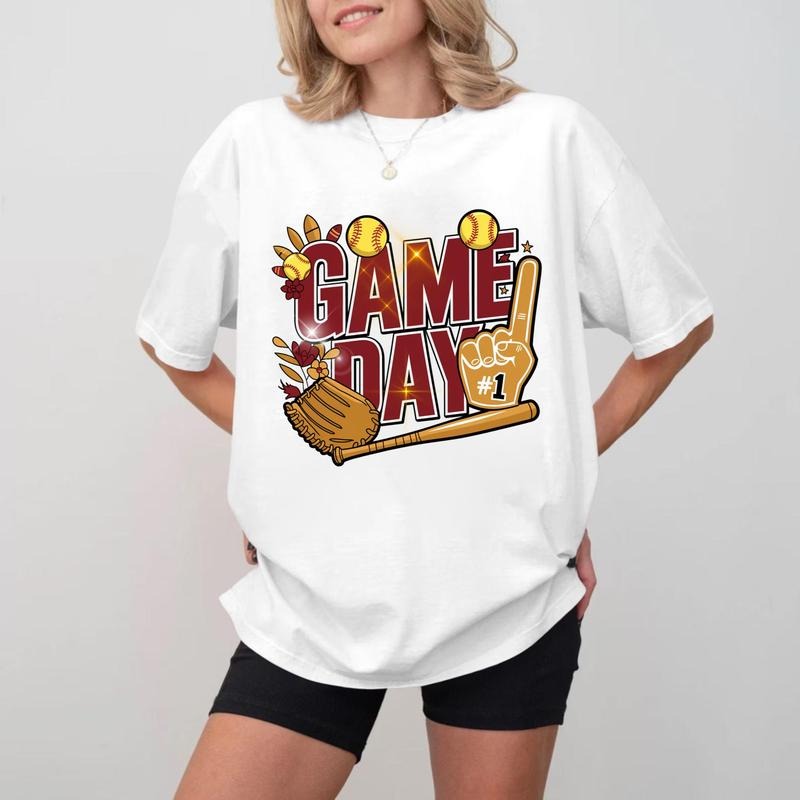 Game Day Baseball T-shirt, Unisex Cotton Crewneck Made in USA
