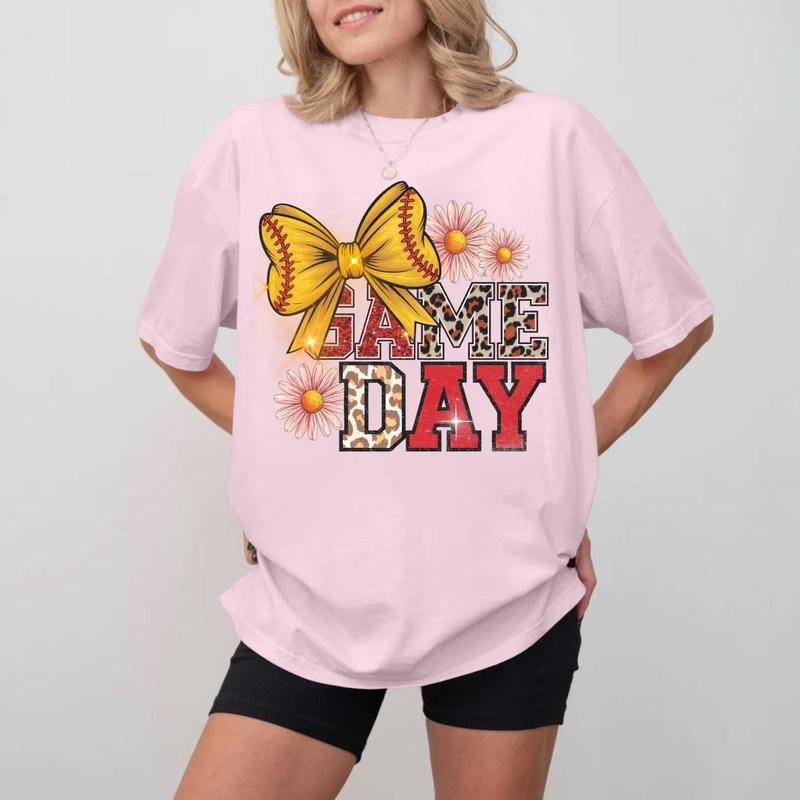 Game Day Floral Bow Crewneck, Unisex Soft Cotton Shirt