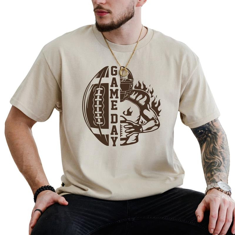 Game Day Men Graphic Tee, Football Day Shirt, Football Season Unhinged Tee, Football Lover T-shirt For Men, Game Day Men's Top, Menswear