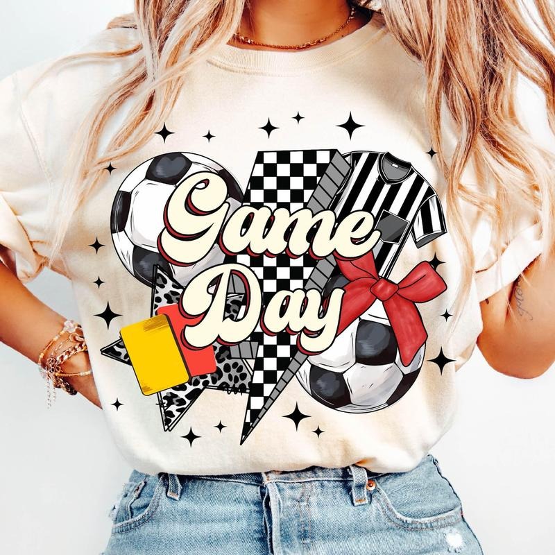 Game Day Soccer T-Shirt, Retro Checkered Soccer Mama T-Shirt, Soccer Mom T-Shirt, Leopard Soccer Coquette, Retro Soccer Mom T-Shirt