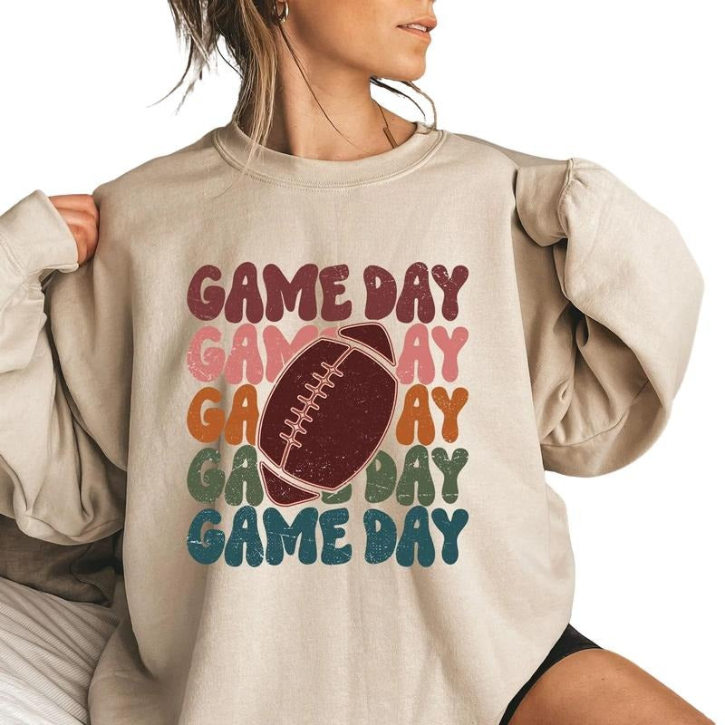 Game Day Sweater, Football Sweatshirt, Sports Mom Sweater, Gameday Hoodie, Football Season Sweat, Unisex Sweatshirt, Gifts For Football Fan, Long Sleeve Crewneck Shirt, Football Shirt, Game Day Sweater, Gifts For Football Season Fit Womenswear